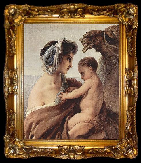 framed  Francesco Hayez Zusammentreffen von Jakob und Esau, Detail, ta009-2